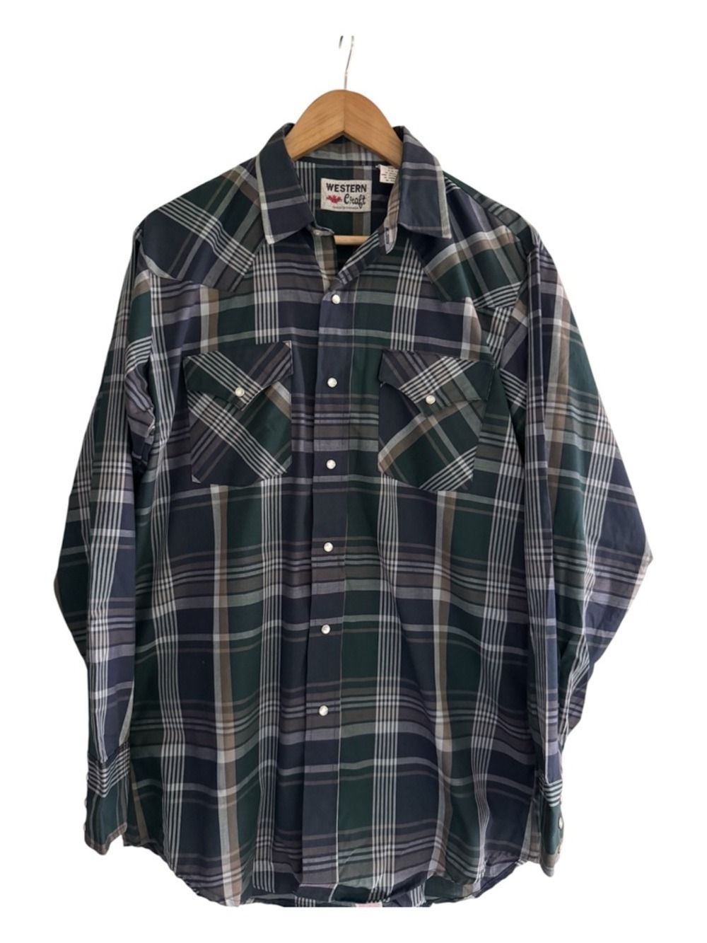 vintage western plaid pearl snap shirt made in canada